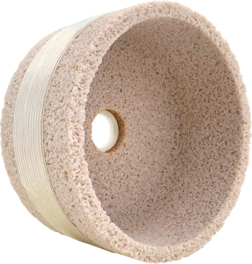 Bandázs szalaggal erősített fazék alakú köszörűkorong