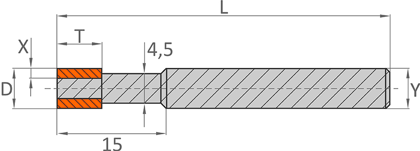 US-1A1W- Egyenes palástprofilú csapos szuperabrazív korong 